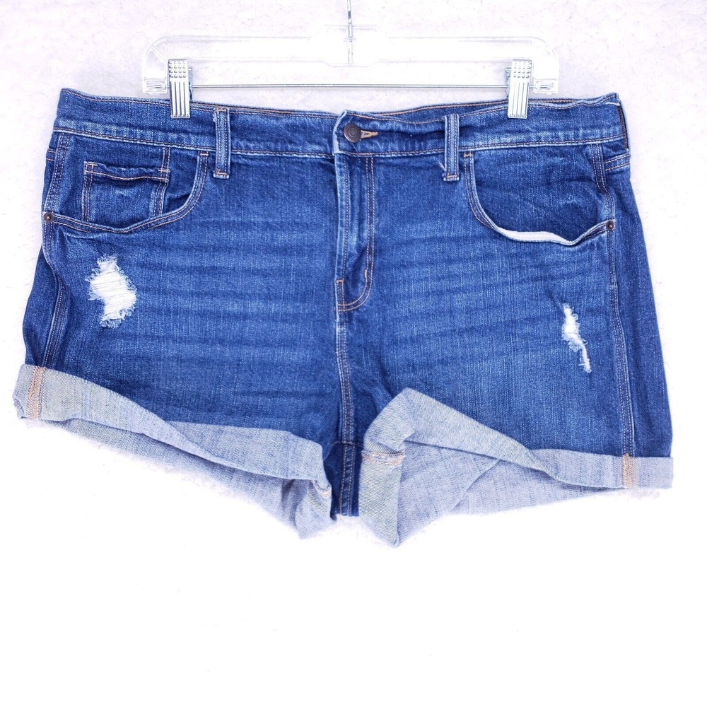 OLD NAVY Boyfriend Destroyed Jean Shorts Women Size 16 Mid Rise Denim Pants